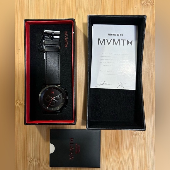 MVMT Element Watch With 44mm Black Face & Black Leather Band - Picture 7 of 8